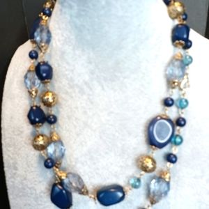 - Blue beaded necklace